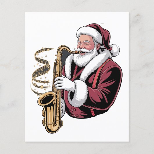 Santa Playing Saxophone Xmas Musician Saxophonist  チラシ (正面)