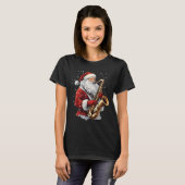 Santa Playing Saxophone Xmas Musician Saxophonist  Tシャツ (正面フル)