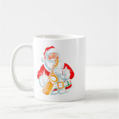 Santa Playing Saxophone Xmas Vibes Funny Christmas コーヒーマグカップ (左)