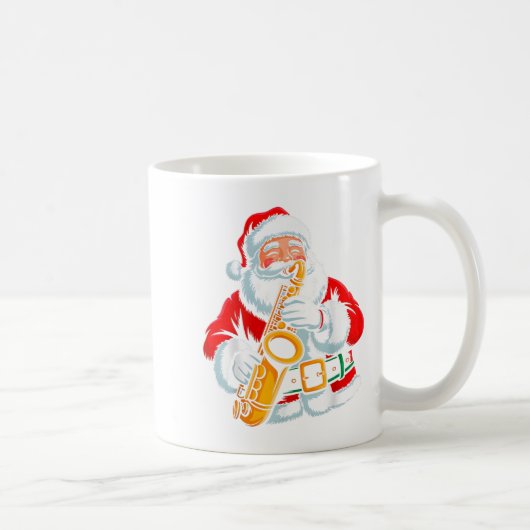 Santa Playing Saxophone Xmas Vibes Funny Christmas コーヒーマグカップ (右)