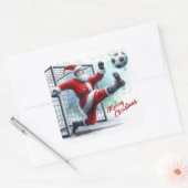 Santa Playing Soccer in the Snow スクエアシール (封筒)