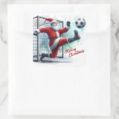 Santa Playing Soccer in the Snow スクエアシール (バッグ)