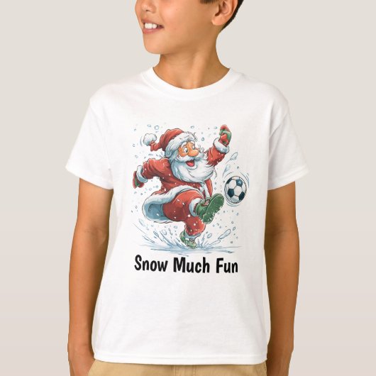 Santa Playing Soccer in the Snow Tシャツ (正面)
