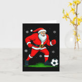 Santa Playing Soccer Xmas Funny Christmas Soccer S カード (黄色い花)