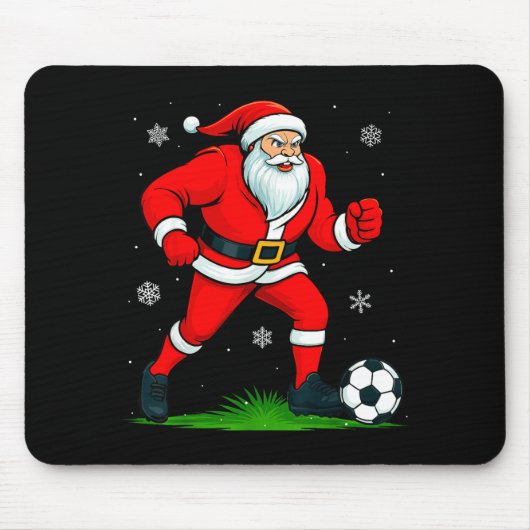 Santa Playing Soccer Xmas Funny Christmas Soccer S マウスパッド (正面)