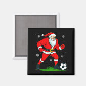 Santa Playing Soccer Xmas Funny Christmas Soccer S マグネット (正面/裏面)