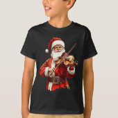 Santa Playing Violin Funny Violin Player Violinist Tシャツ (正面)