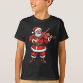 Santa Playing Violin Funny Violinist Violin Player Tシャツ (正面)