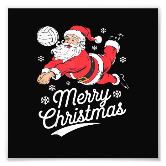 Santa Playing Volleyball Christmas Pajama Cool Spo フォトプリント (正面)