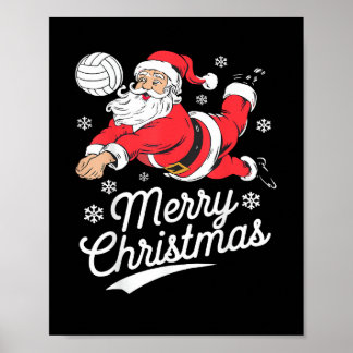 Santa Playing Volleyball Christmas Pajama Cool Spo ポスター