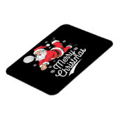 Santa Playing Volleyball Christmas Pajama Cool Spo マグネット (左側)