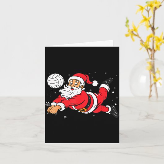 Santa Playing Volleyball Christmas Pajama Cool Srt カード (黄色い花)