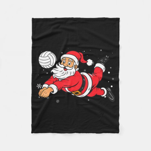 Santa Playing Volleyball Christmas Pajama Cool Srt フリースブランケット (正面)