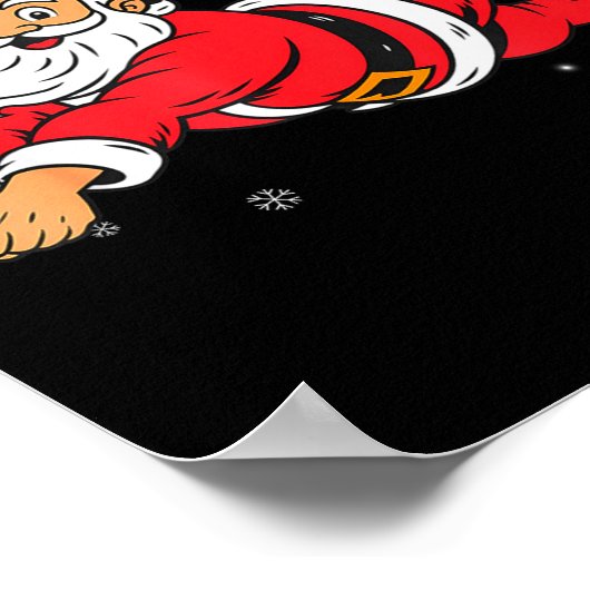 Santa Playing Volleyball Christmas Pajama Cool Srt ポスター (角)