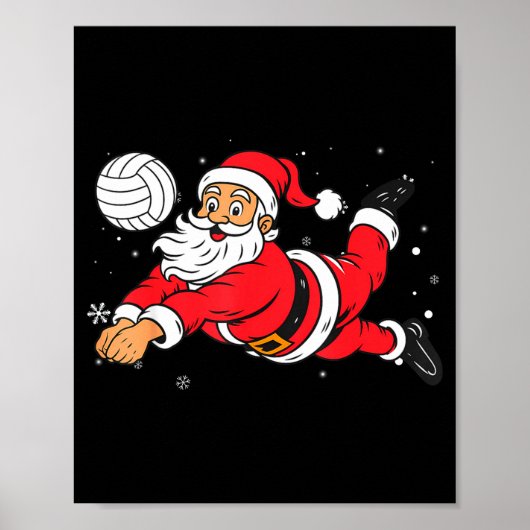 Santa Playing Volleyball Christmas Pajama Cool Srt ポスター (正面)