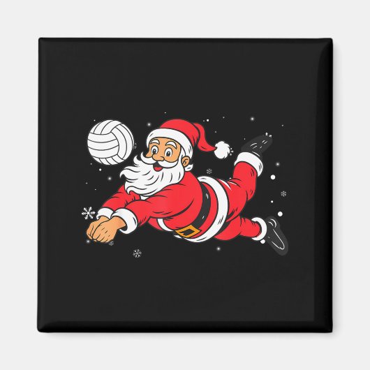 Santa Playing Volleyball Christmas Pajama Cool Srt マグネット (正面)