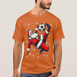 Santa Plays Soccer Bicycle Kick Christmas Women Me Tシャツ