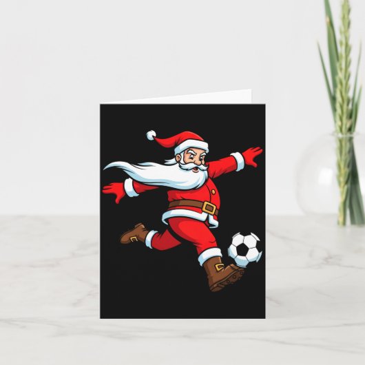 Santa Plays Soccer Christmas Srts Women Men Kids L カード (正面)