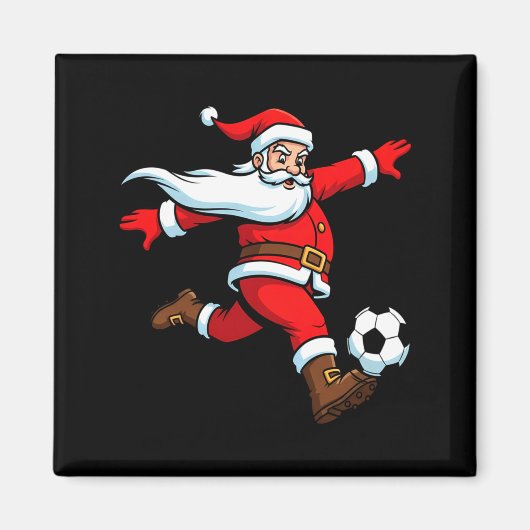 Santa Plays Soccer Christmas Srts Women Men Kids L マグネット (正面)