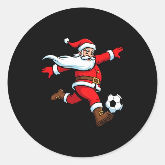 Santa Plays Soccer Christmas Srts Women Men Kids L ラウンドシール (正面)