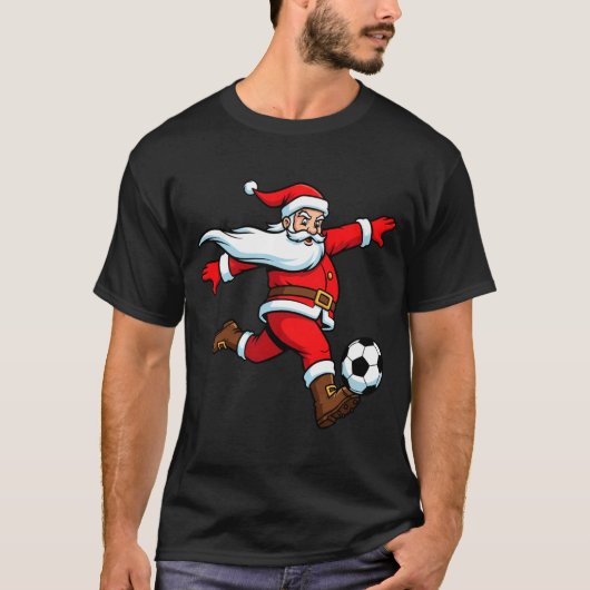 Santa Plays Soccer Christmas Srts Women Men Kids L Tシャツ (正面)
