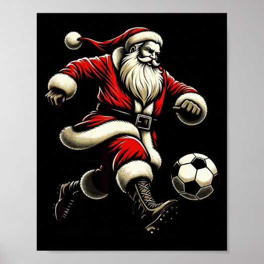Santa Plays Soccer Srts, Xmas Christmas Women Men  ポスター (正面)