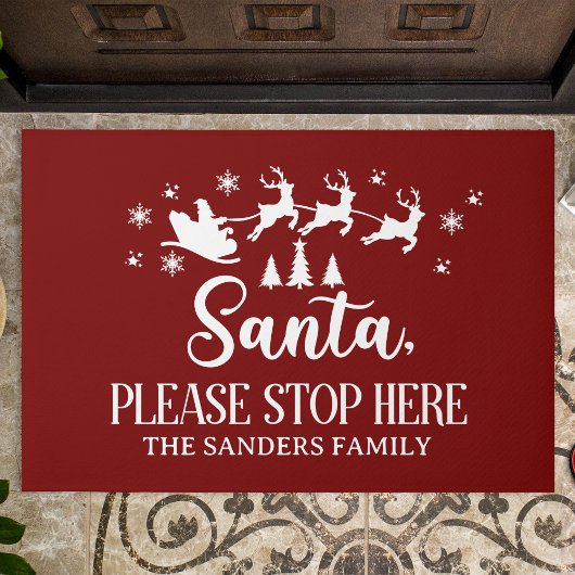Santa Please Stop Here Funny Christmas ドアマット