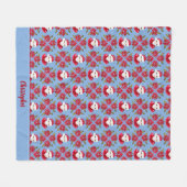 Santa Poinsettia名伝統的付けクリスマス フリースブランケット (正面(横))