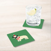 Santa Pug スクエアペーパーコースター (インサイチュ)