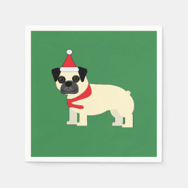Santa Pug スタンダードカクテルナプキン