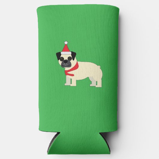 Santa Pug スリム缶クーラー (正面)