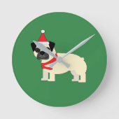 Santa Pug ラウンド壁時計 (正面)