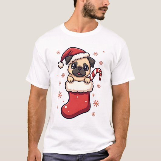 Santa Pug Delight Tシャツ (正面)