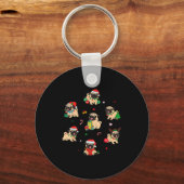 Santa Pug Light Gorgeous Reindeer Pajama Christmas キーホルダー (正面)