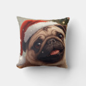 Santa Pug’s Cozy Christmas Cuddle Pillow クッション (正面)