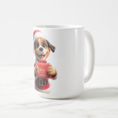 Santa Pup Says: Hug Christmas! 🎅🐾 コーヒーマグカップ (正面右)