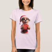Santa Pup Says: Hug Christmas! 🎅🐾 Tシャツ (正面)