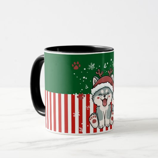 Santa Puppy with Antlers マグカップ (正面左)
