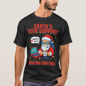 Santa Rebooting Support Engineer s Tech Humor Tシャツ (正面)