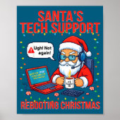 Santa Rebooting Support Engineer s Tech Joke ポスター (正面)