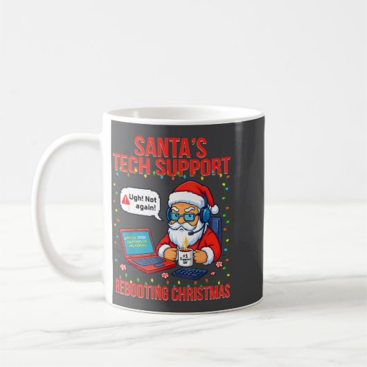 Santa Rebooting Support Engineer s Tech Laugh コーヒーマグカップ (左)