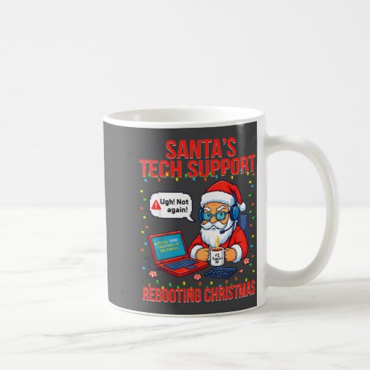 Santa Rebooting Support Engineer s Tech Laugh コーヒーマグカップ (右)