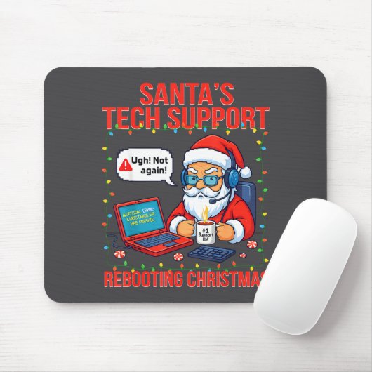 Santa Rebooting Support Engineer s Tech Smile マウスパッド (マウス)