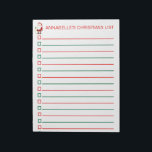 Santa RedとGreen Christmas Listのパーソナライズ ノートパッド<br><div class="desc">リストシンプルする操作。学生素晴らしや先生や休日の買い物客のためのギフト。</div>