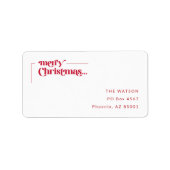 Santa Red Script Merry Christmas Return Address  ラベル (正面)