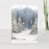 Santa Red Sleigh Reindeer Snow Christmas Trees カード (裏面)