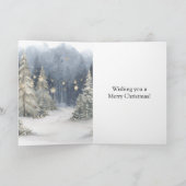 Santa Red Sleigh Reindeer Snow Christmas Trees カード (内部)