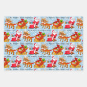 Santa Reindeer Add Child's Name Christmas 3 ラッピングペーパーシート (正面3)