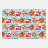 Santa Reindeer Add Child's Name Christmas 3 ラッピングペーパーシート (正面)