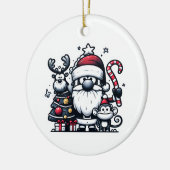 Santa, Reindeer, and a Christmas Monkey Ornament セラミックオーナメント (左)